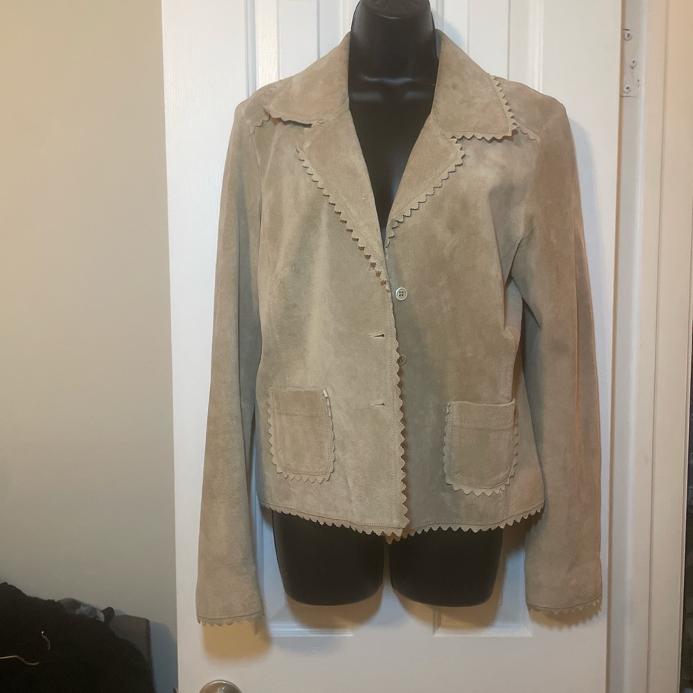 Karen Kane Tan Suede Blazer with Whipstitch Detail